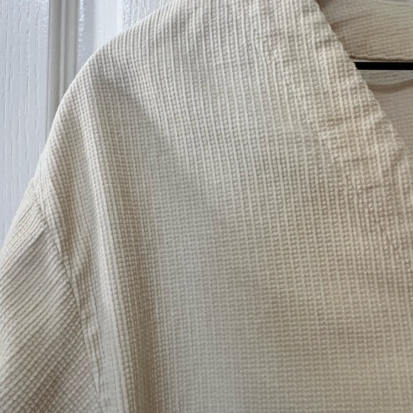 Madewell 100% Cotton Waffle-Knit Relaxed V-neck Cream Textured Top Women’s XS - Picture 4 of 8